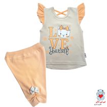 تی شرت و شلوارک نوزادی دخترانه بی بی سان کد 2041-2042